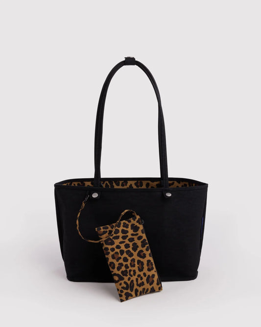 MEDIUM NYLON REVERSIBLE TOTE - LEOPARD MIX