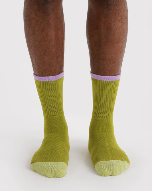 RIBBED SOCKS - OLIVE MIX