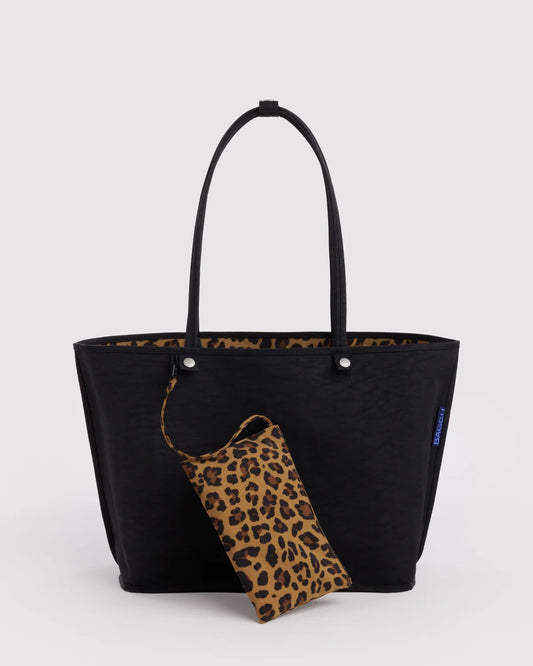 LARGE NYLON REVERSIBLE TOTE - LEOPARD MIX