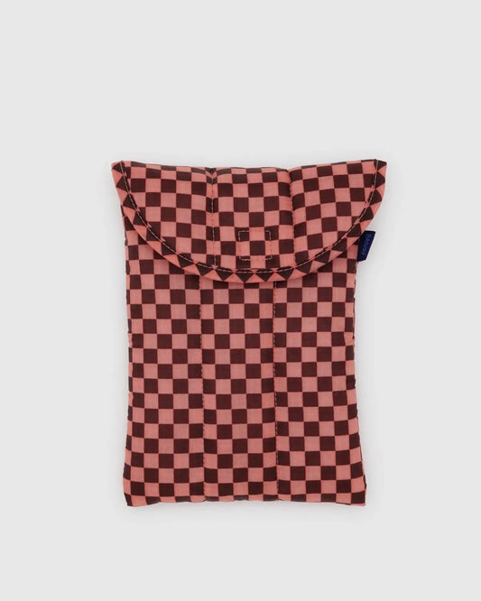 Puffy Tablet Sleeve- Pink Brown Check