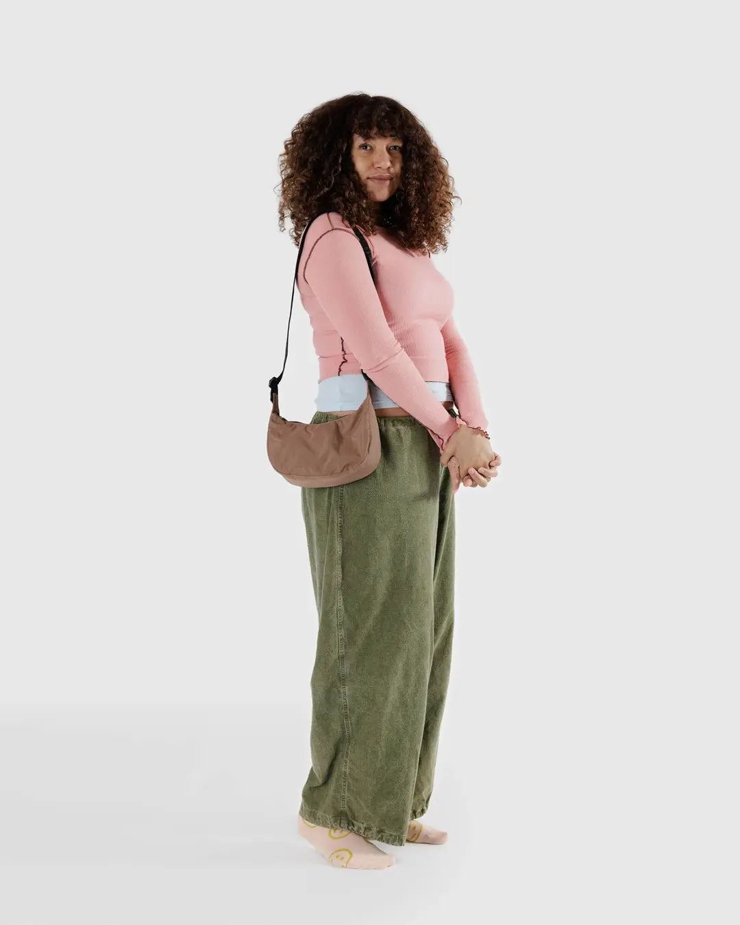 Nylon Crescent Bag - Small Cocoa
