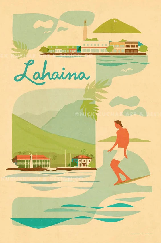 Lahaina Travel Print by Nick Kuchar