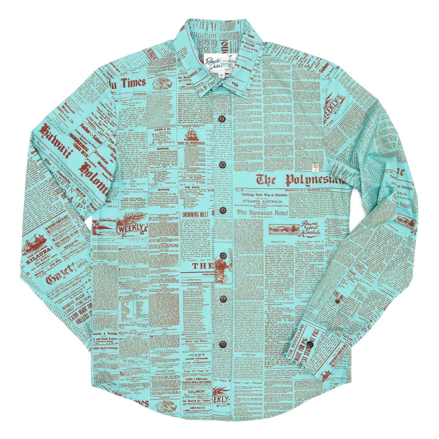 Old News Teal Long Sleeve
