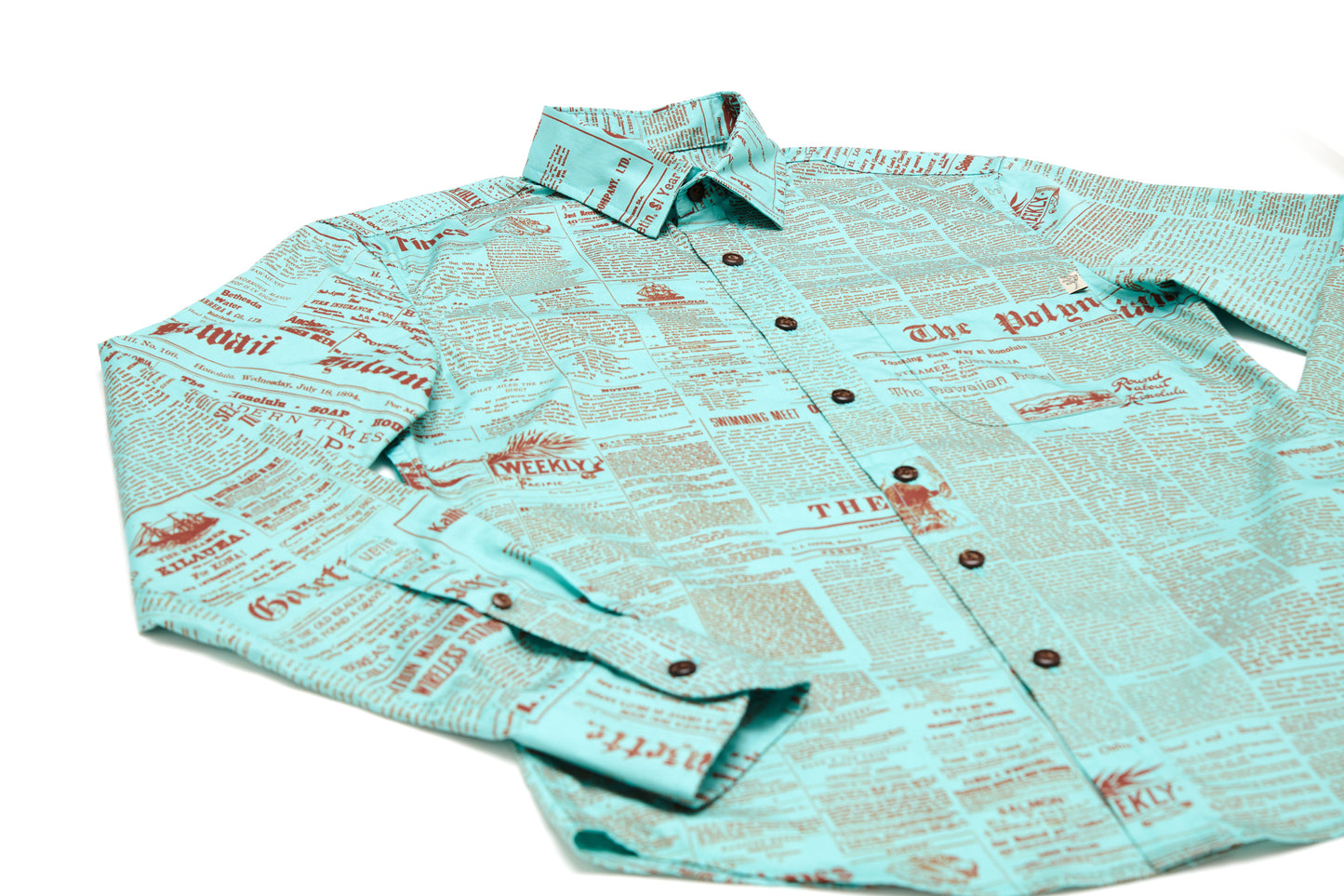 Old News Teal Long Sleeve