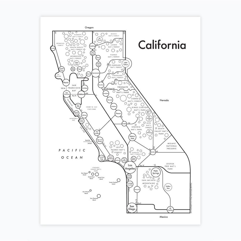 California Letterpress Print