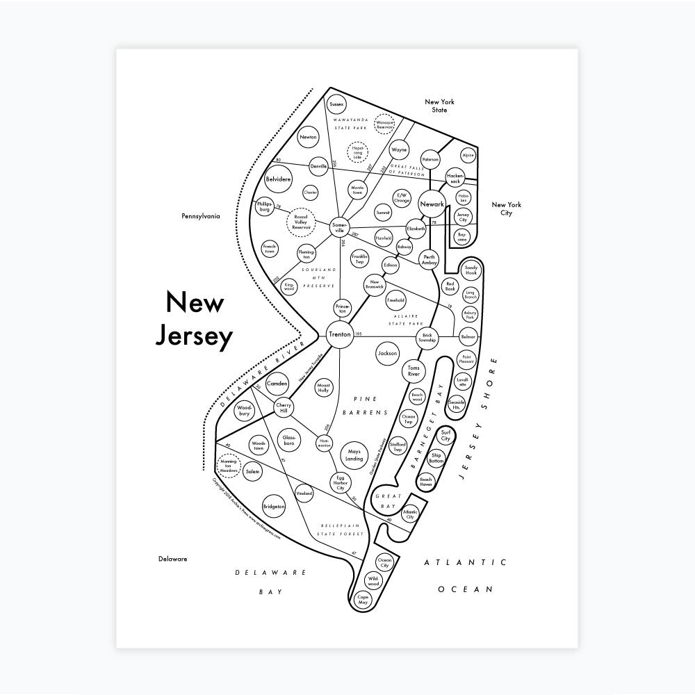 New Jersey Letterpress Print
