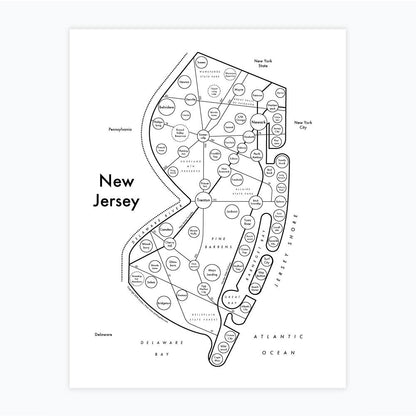 New Jersey Letterpress Print