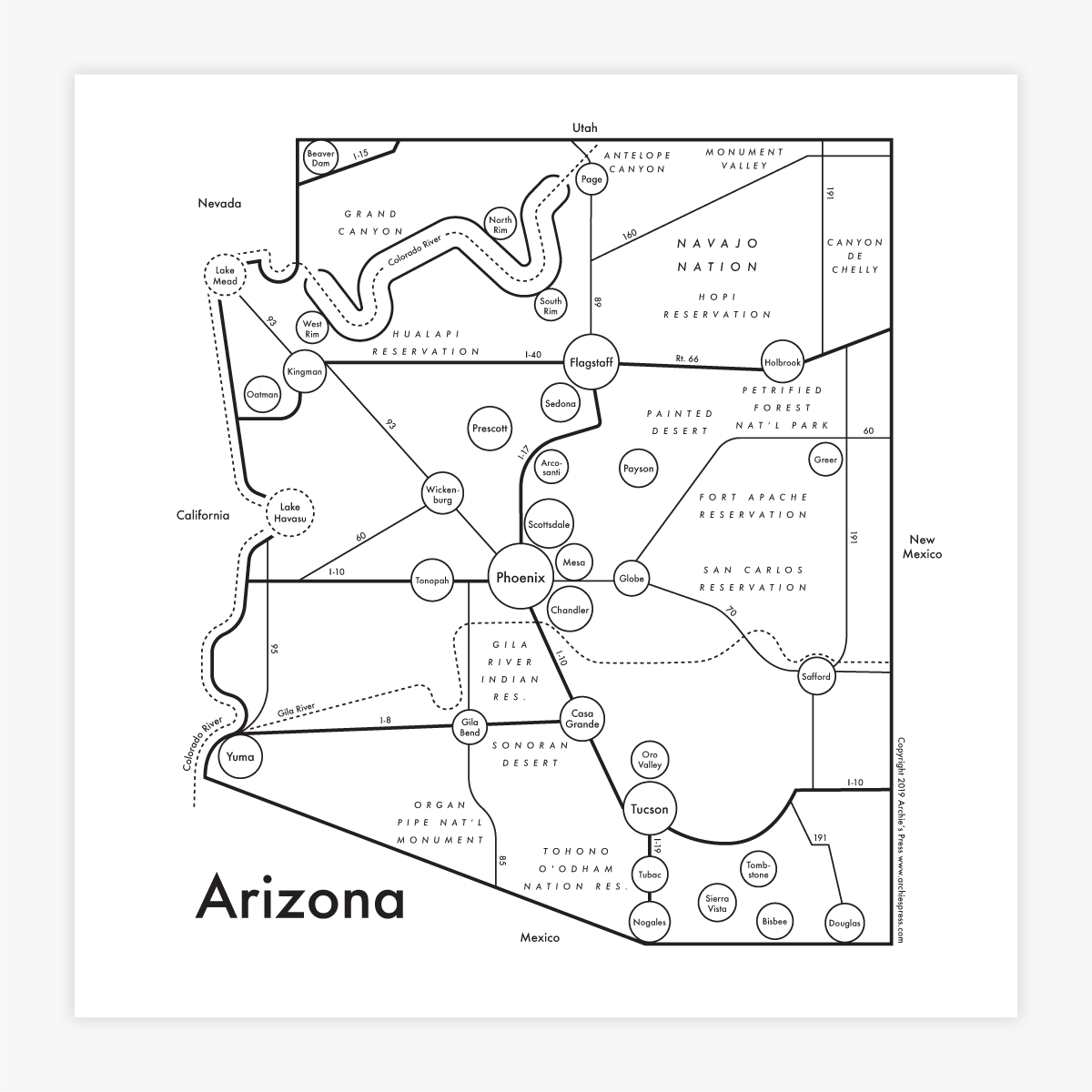 Arizona Letterpress Print