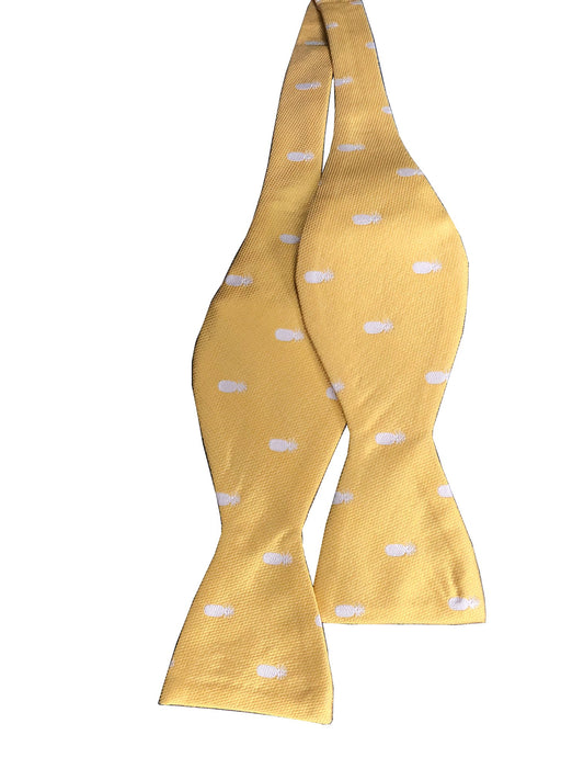 Pineapple Vice Yellow/White Self-tie Silk Bowtie