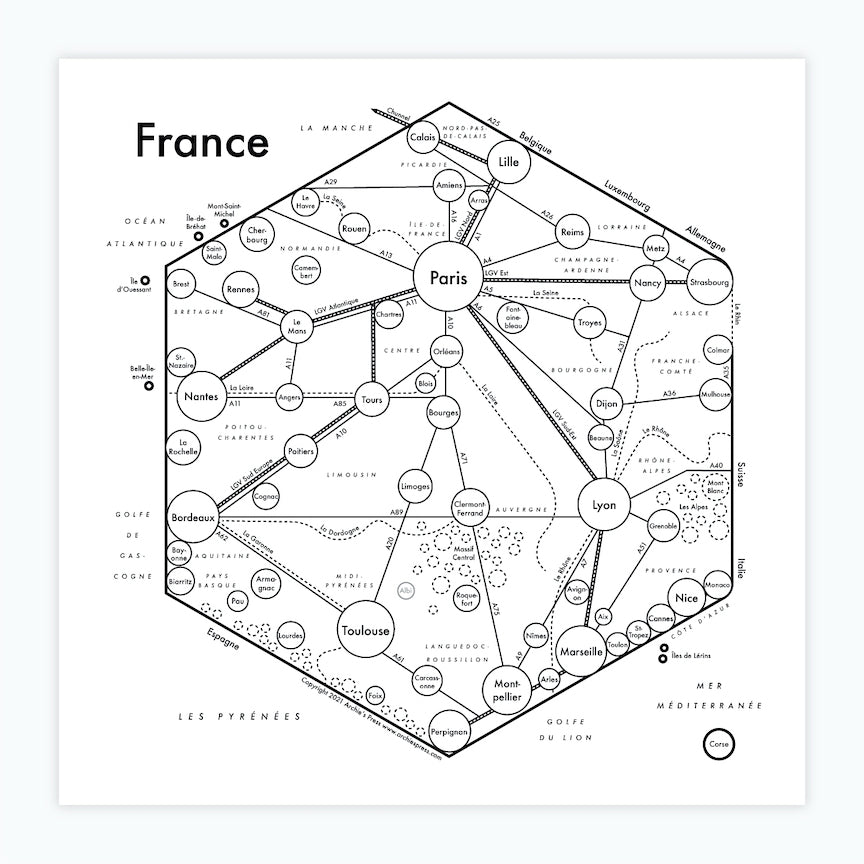 France Letterpress Print