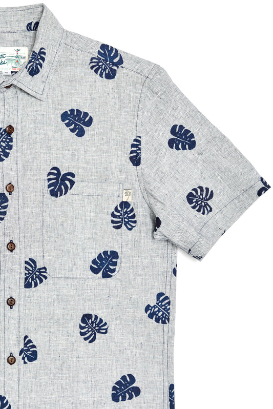 Indigo Monstera Linen