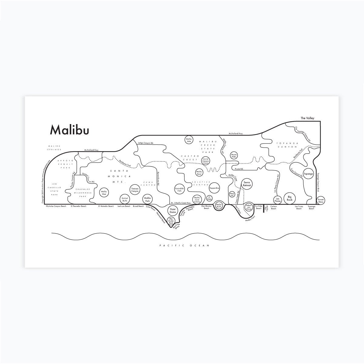 Malibu Letterpress Print