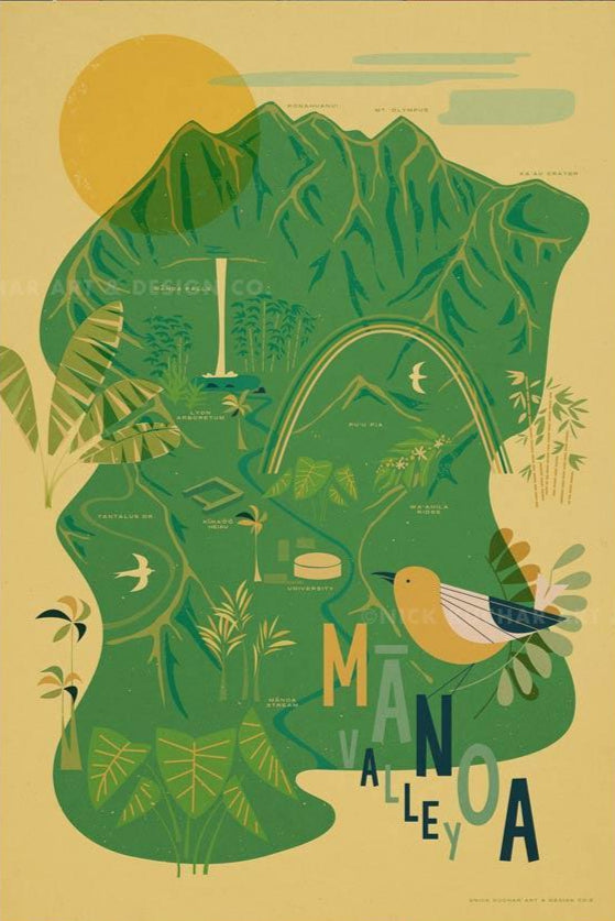 Manoa Valley Travel Print by Nick Kuchar - NEW!