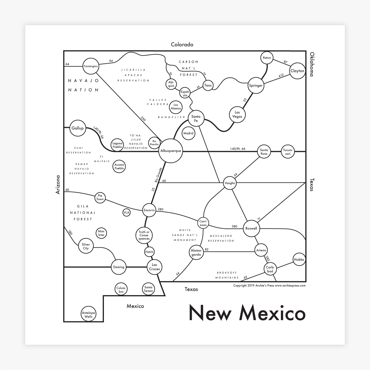 New Mexico Letterpress Print