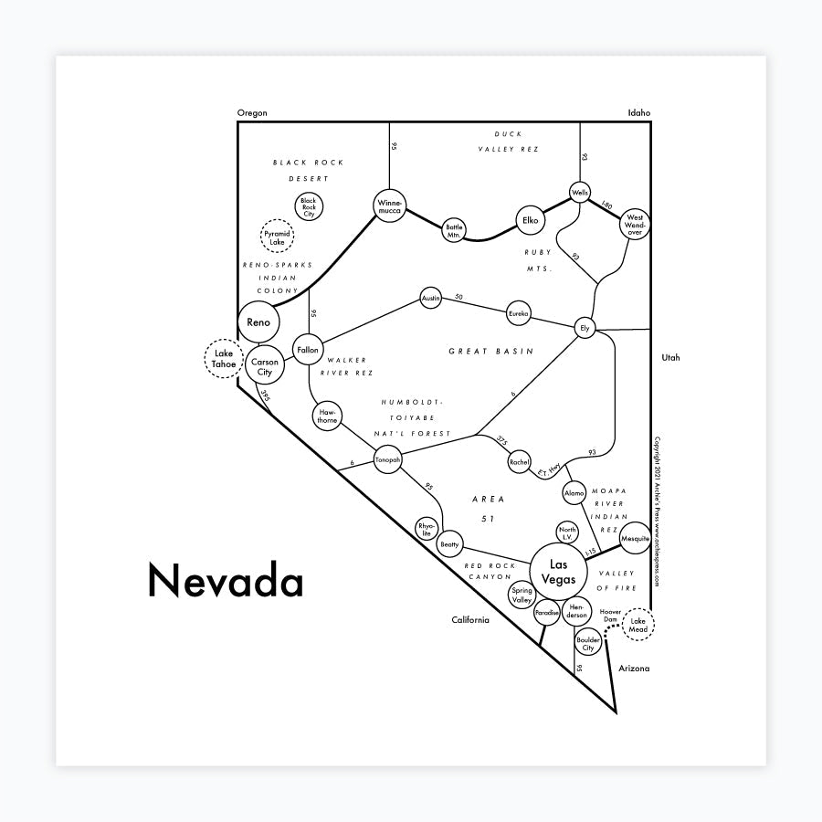 Nevada Letterpress Print