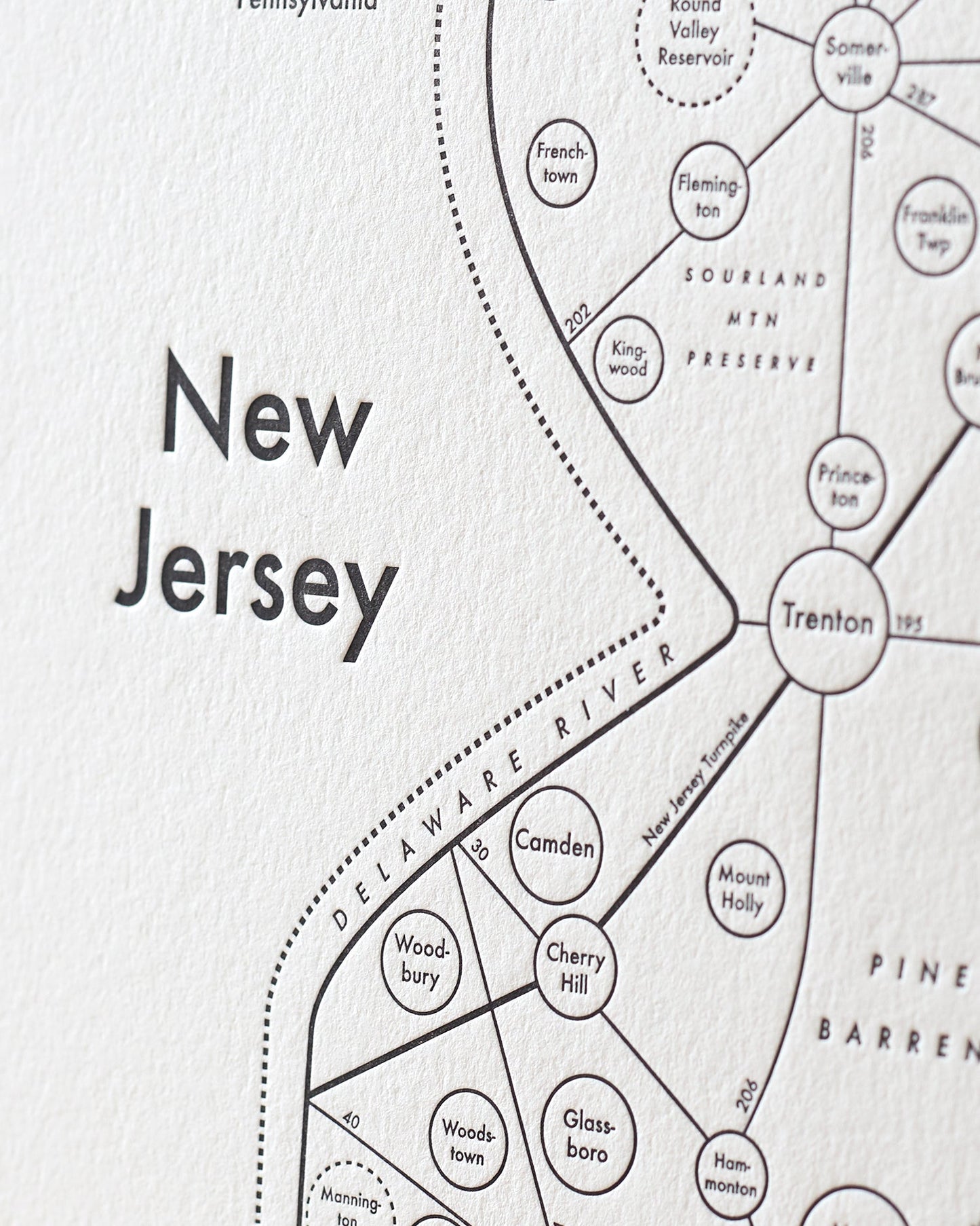New Jersey Letterpress Print
