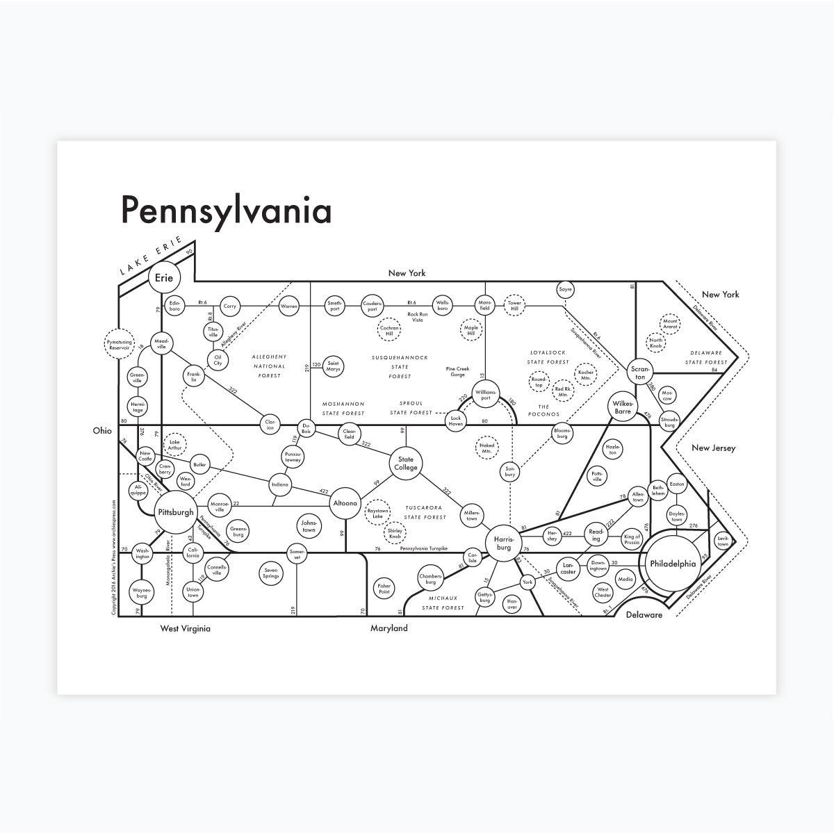 Pennsylvania Letterpress Print