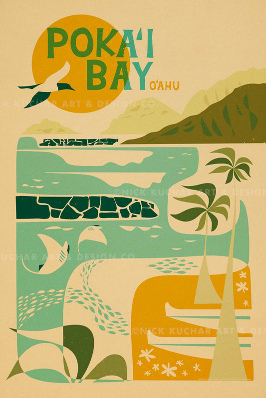 Pokai Bay Travel Print by Nick Kuchar