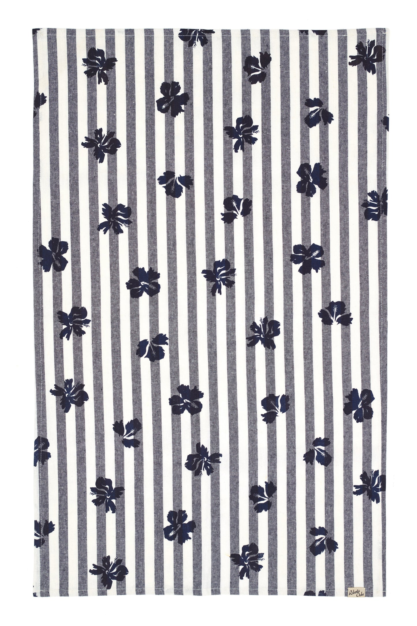 Princeville Hibiscus Tea Towel - Nautical Stripe