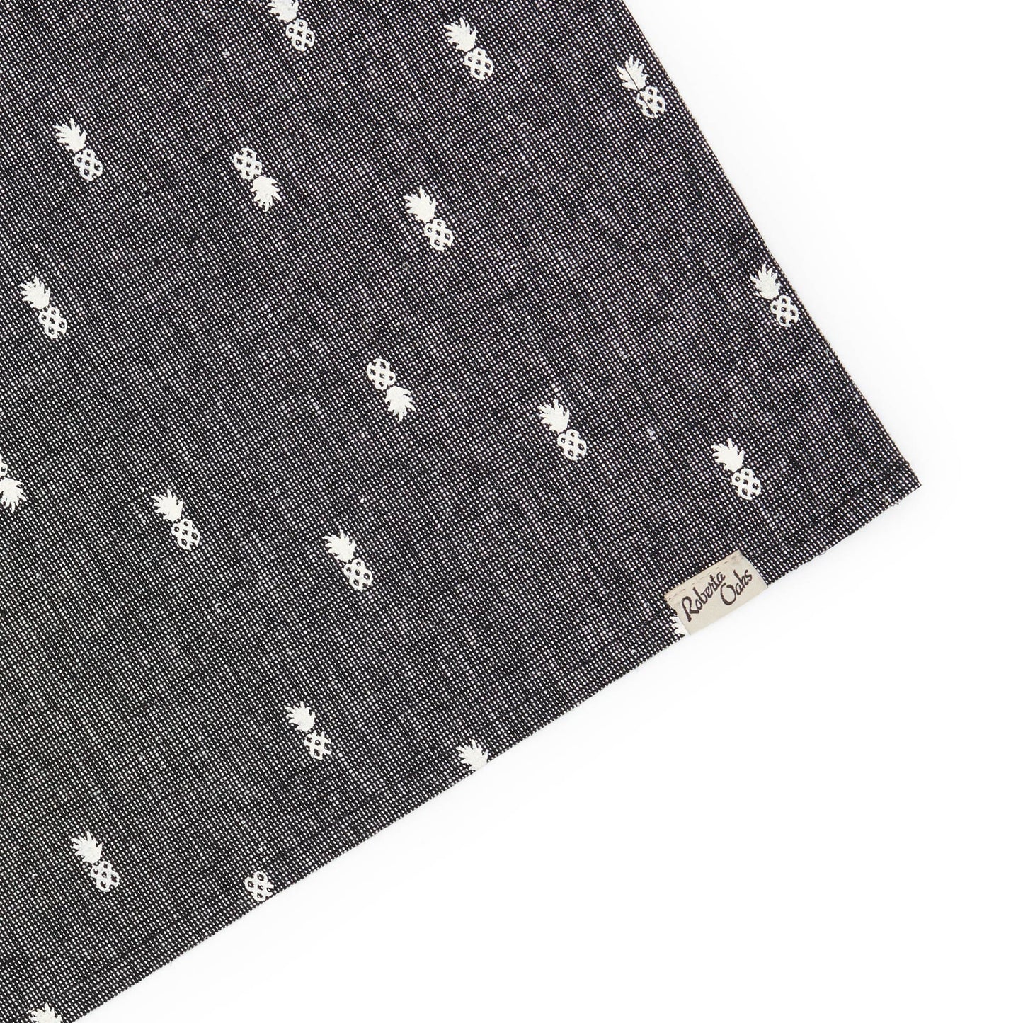 Pineapple Linen Tea Towel - Textured Black