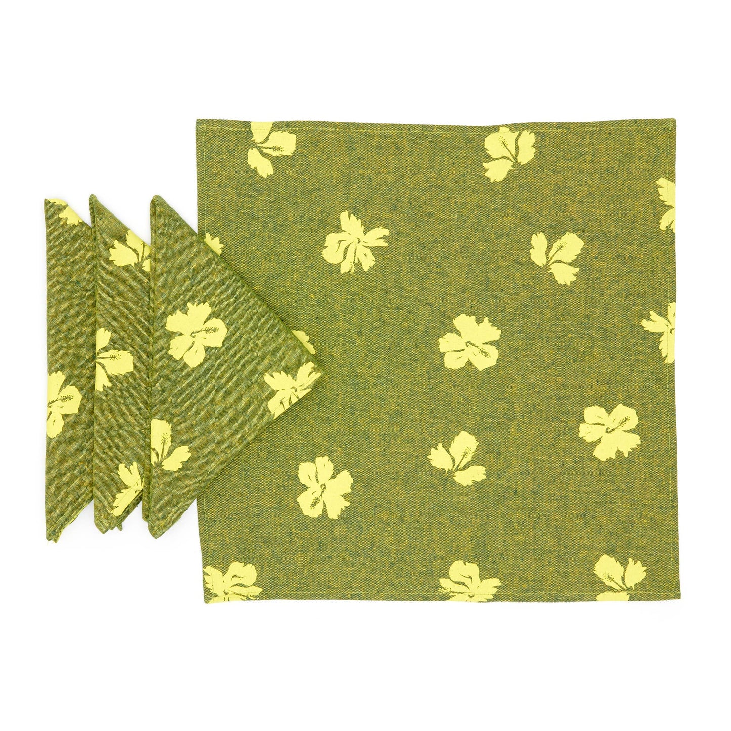 Princeville Hibiscus Linen Napkin Set - Jungle