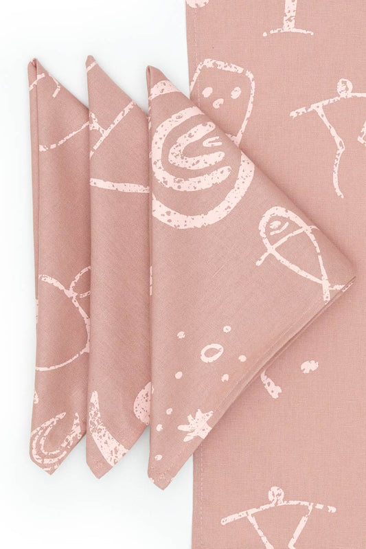 Petroglyph Linen Napkin Set - Blush