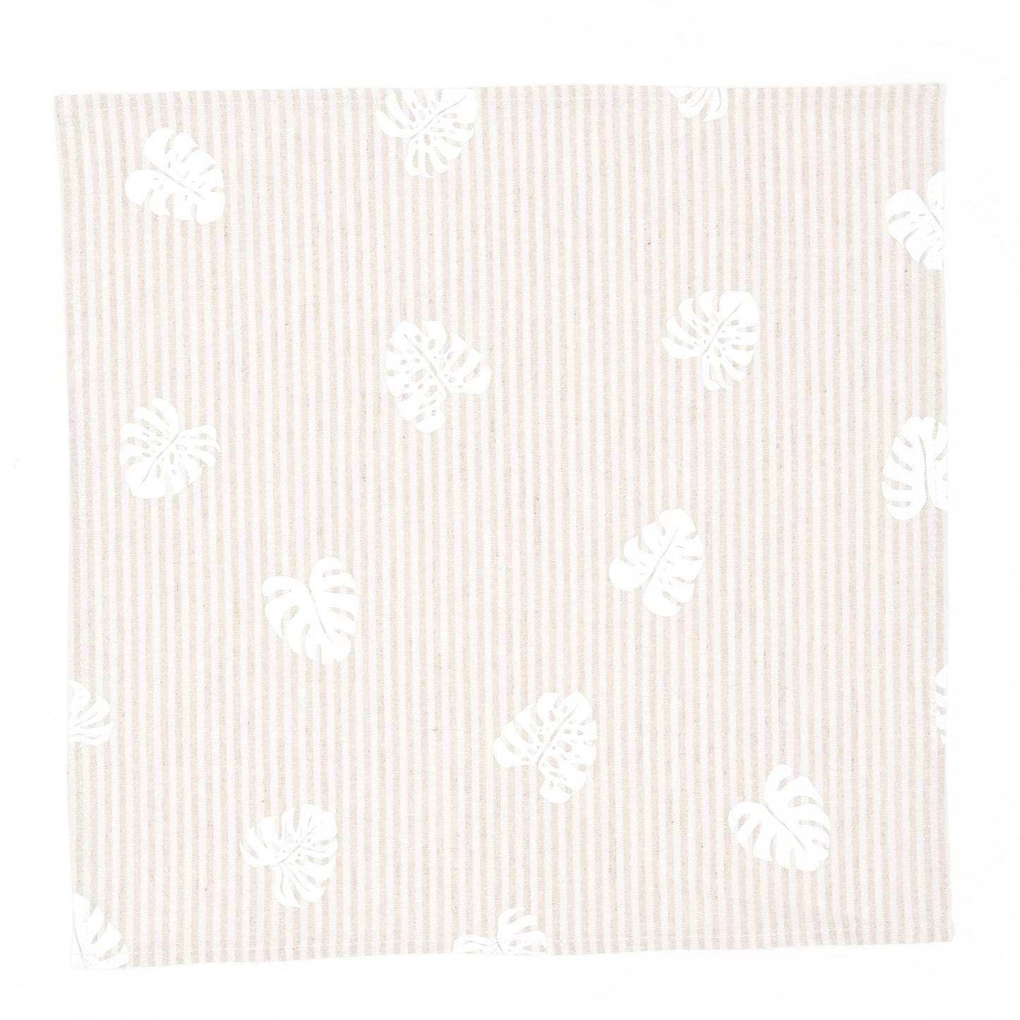 Monstera Linen Napkin Set - Natural Stripe