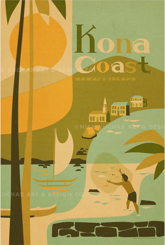 Kona Coast Travel Print by Nick Kuchar