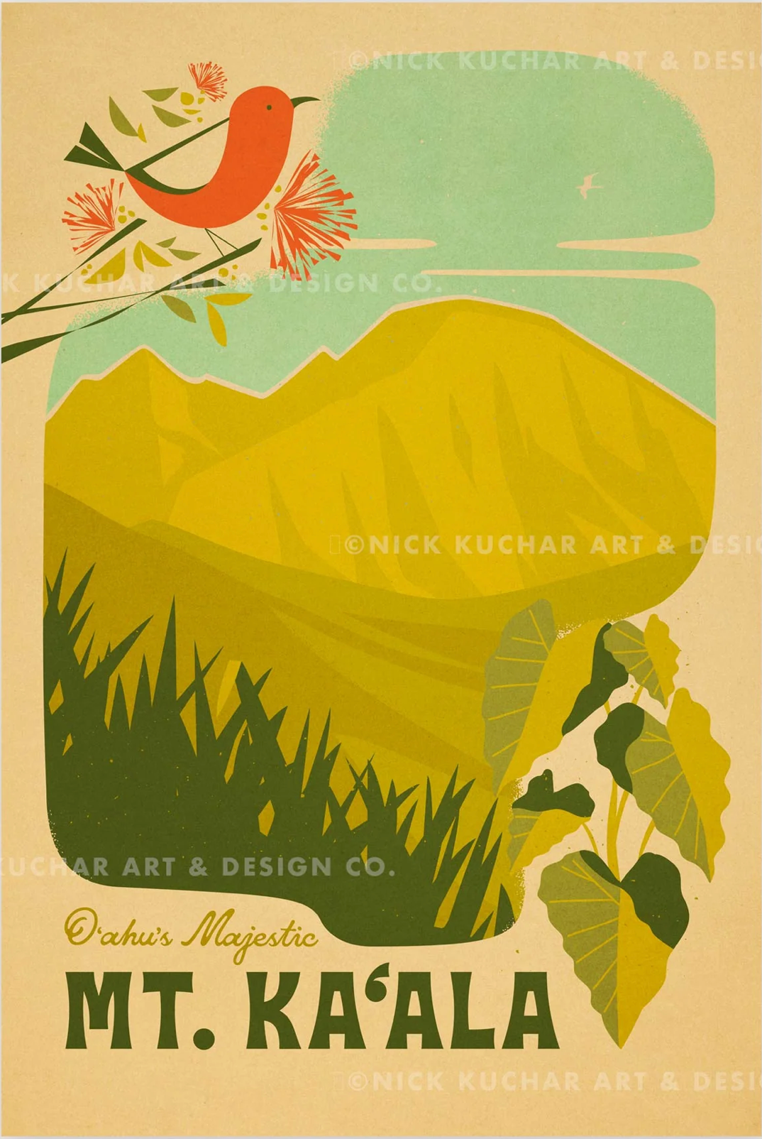 Mt. Kaala Travel Print by Nick Kuchar