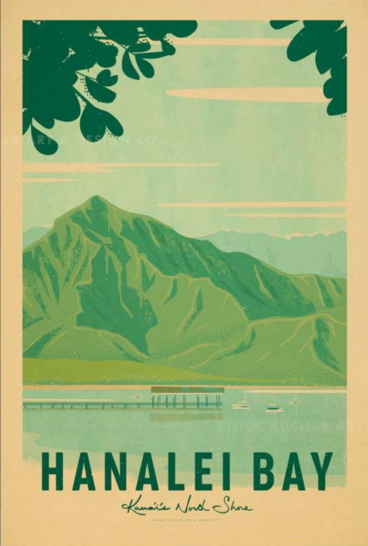 Hanalei Bay Travel Print by Nick Kuchar - NEW!