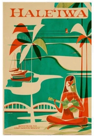 Hale'iwa Wahine Travel Print by Nick Kuchar