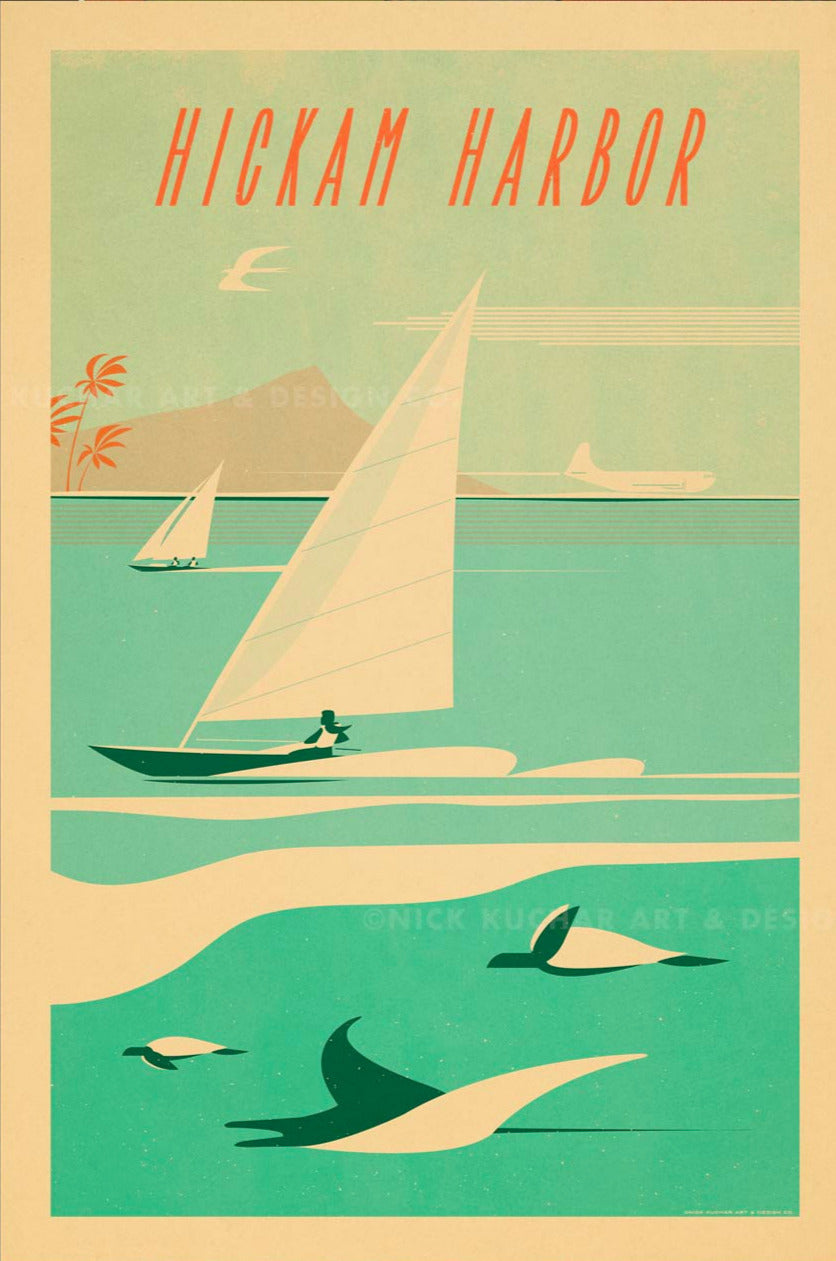 Hickam Harbor Travel Print by Nick Kuchar - NEW!