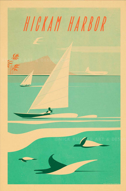Hickam Harbor Travel Print by Nick Kuchar