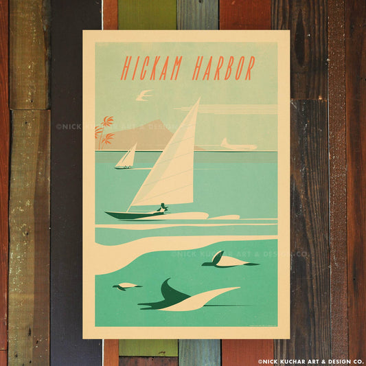 Hickam Harbor Travel Print by Nick Kuchar