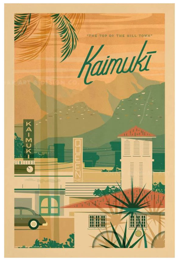 Kaimuki Travel Print by Nick Kuchar