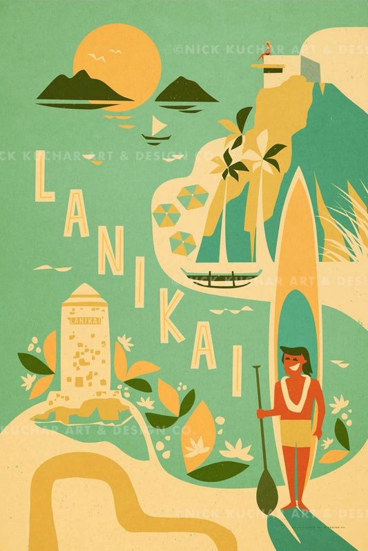 Lanikai Travel Print by Nick Kuchar