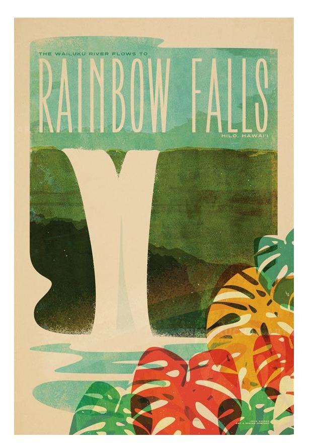 Rainbow Falls Travel Print by Nick Kuchar