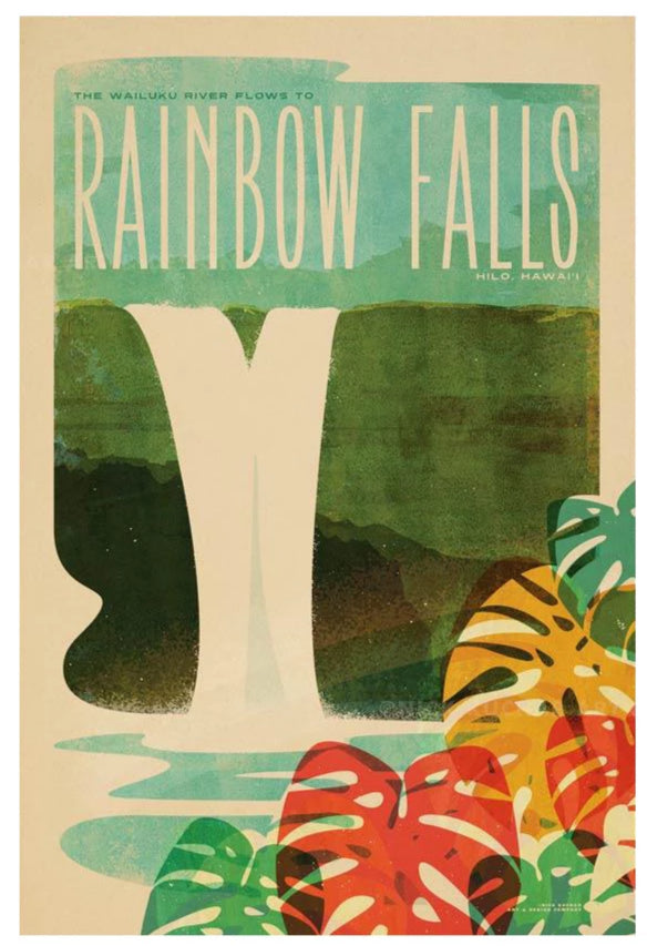 Rainbow Falls Travel Print by Nick Kuchar