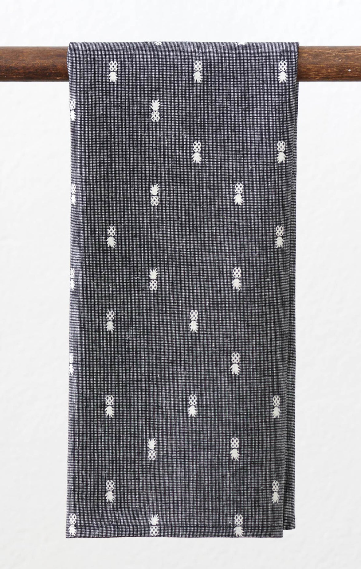 Pineapple Linen Tea Towel - Textured Black