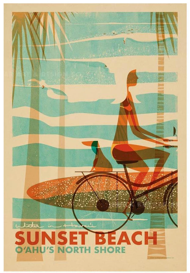 Sunset Beach Wahine Travel Print by Nick Kuchar